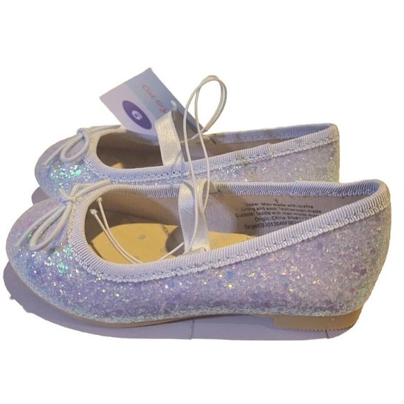 Cat & Jack Girls Lily Glitter Ballet Flats Size 6 Purple Toddler Memory Foam - Picture 3 of 6